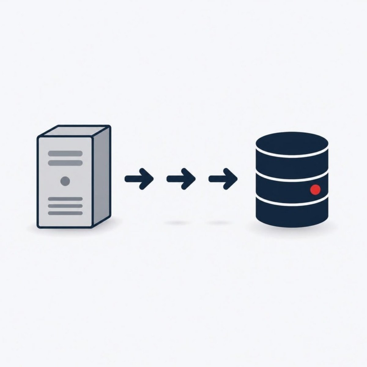 Illustration of data moving from an old server to a clean CRM database